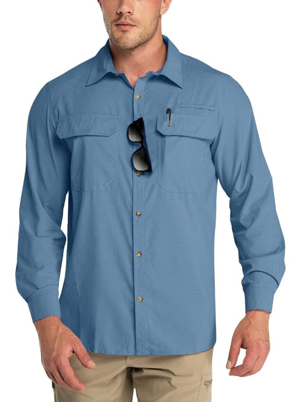 Men's UPF 50+ Sun Protection Shirt | Long Sleeve Quick Dry Hiking & Fishing Top